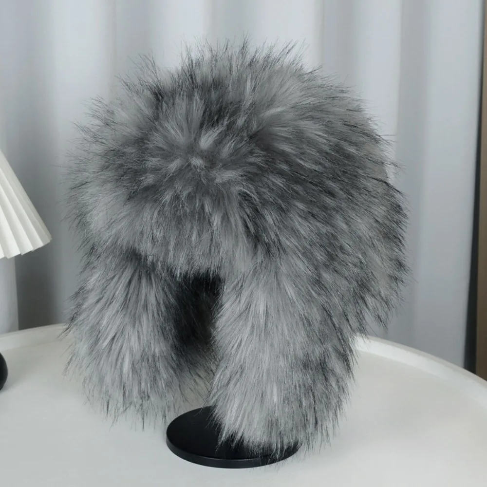 Faux Fur Winter Hats Russian Style Round Earflap Cap