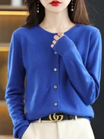 Women Sweater 2025 Autumn Winter Cardigans O-neck Single Breasted Short Slim Lady Knitwear Tops Solid Korean Femme Cardigans