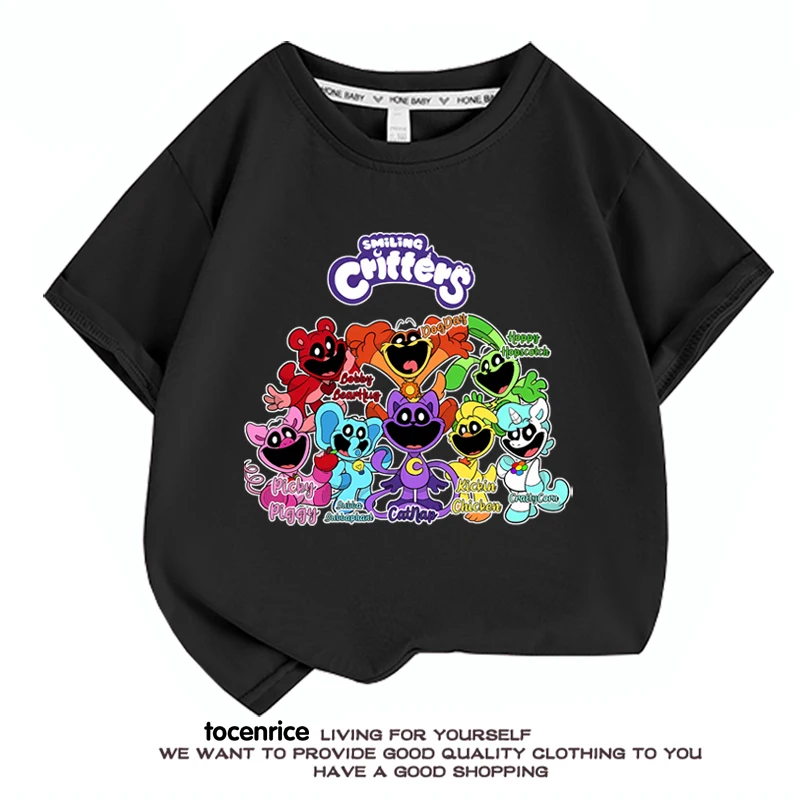 Smiling Critters Children T-Shirts Game Tee Shirt Kid Cartoons Kawaii Casual Clothes Anime Boy Girl Tops Short Sleeve Tops