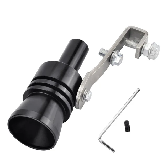 Motorbike Car Exhaust Fake Turbo Whistle Pipe Sound Muffler Blow Off Valve Universal Simulator Whistler Black-L