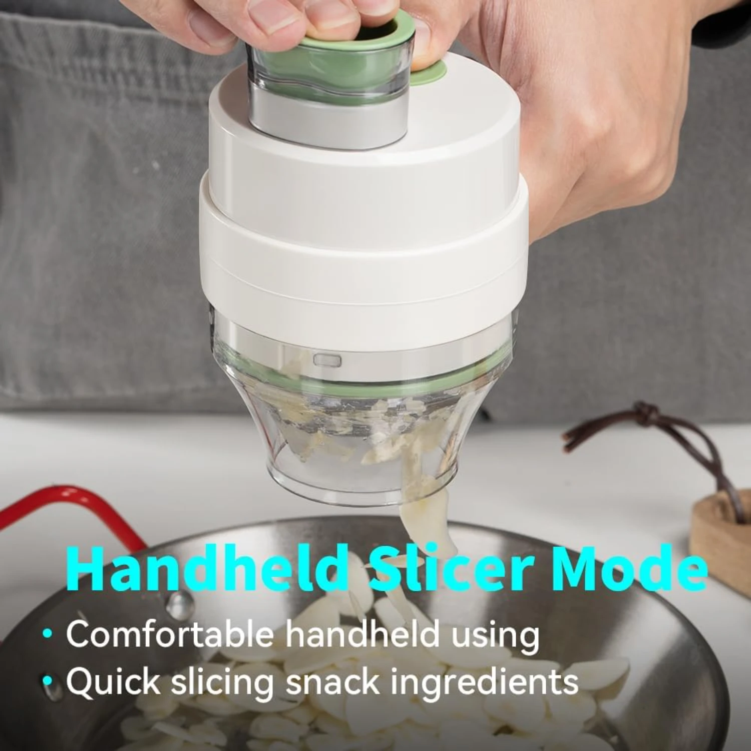 Dual Mode Cordless Food Processor & Handheld Salad Maker - Vegetable Slicer - Food Chopper IPX4 Waterproof 3