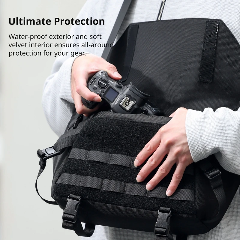 ULANZI Cameratas, schoudertas, cameratas, slingbag, stijlvol, met scheidingswanden, lichte opbergtas voor DSLR-camera, camera-accessoires, reizen, outdoor, fotografie-tas, grijs, Licht en draagbaar