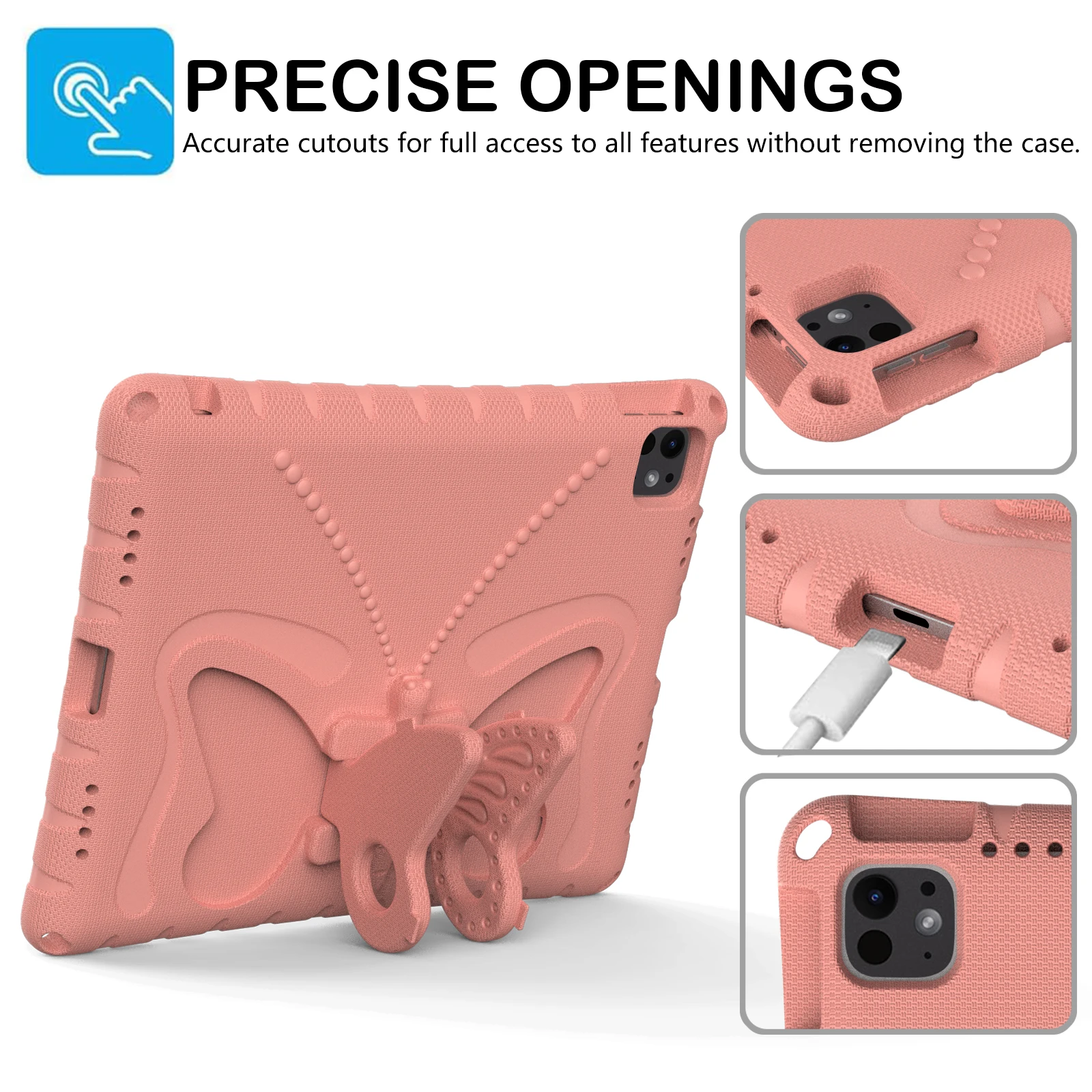 EVA Kids Butterfly 3D Stand Shockproof iPad Case with Cartoon Design