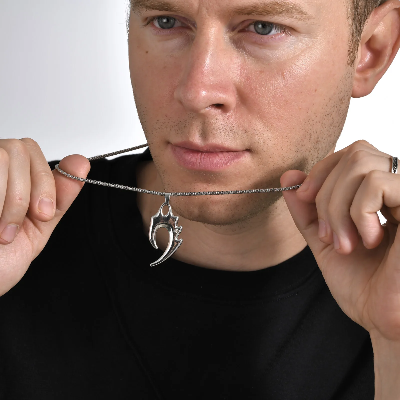 Punk Wolf Tooth Necklaces for Men Boys Hiphop Animal Pendant Collar with CZ Stone Valentine's Birthday Jewelry Gifts