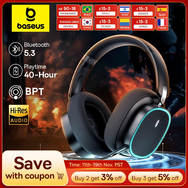 Baseus GH02 bezprzewodowe słuchawki za $46.33 / ~172zł Baseus GH02 bezprzewodowe słuchawki za $46.33 / ~172zł