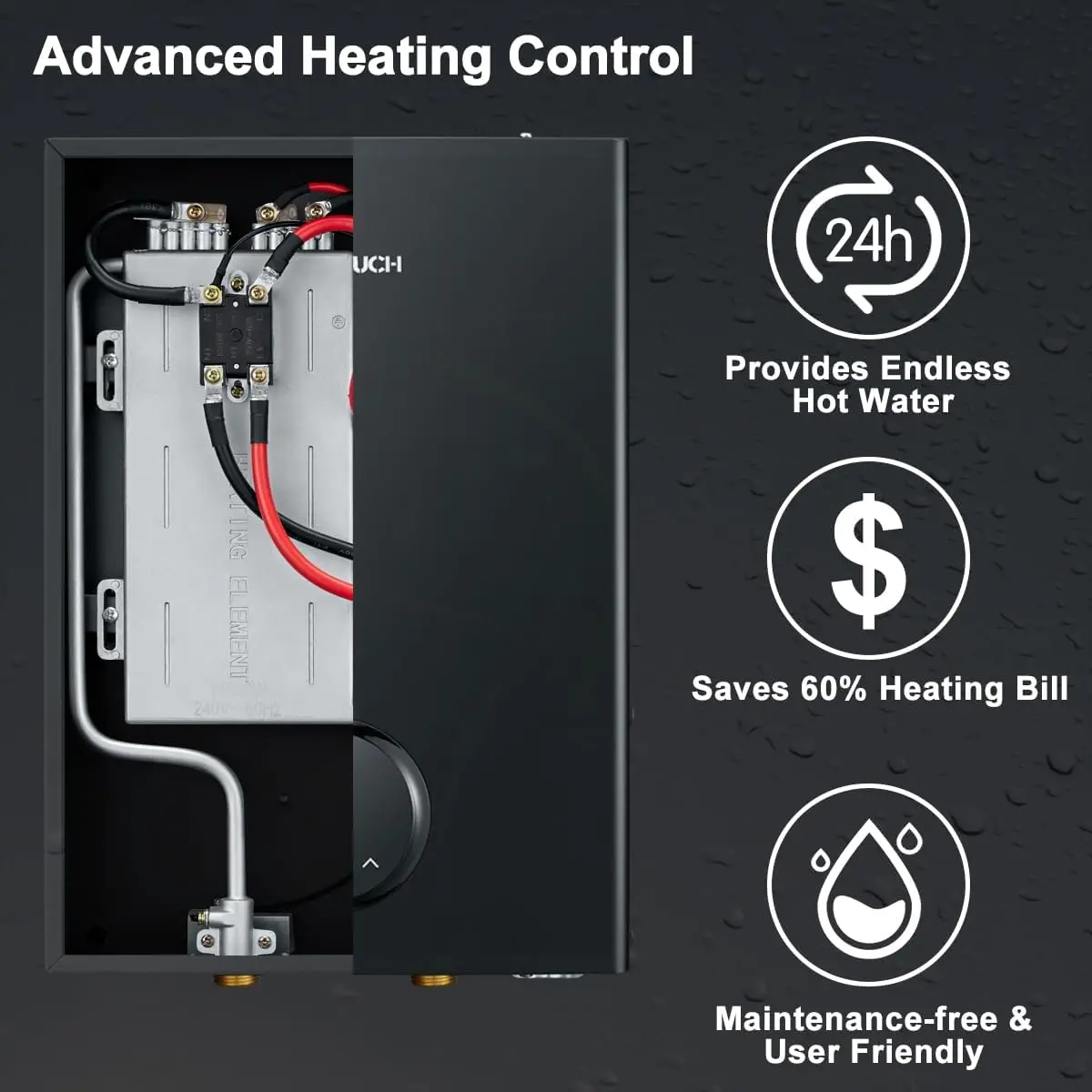 Tankless Hot Water Heater Electric 240V 24kW On Demand Instant Point of Use Endless Smart Water Heater with ETL Certificated