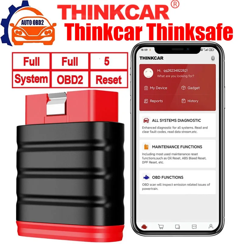 

Thinkcar Thinksafe OBD2 Bluetooth сканер считыватель кодов для автомобилей все системы сканирования 5 сброса OBD 2 Автомобильные диагностические инструменты PK Thinkdiag