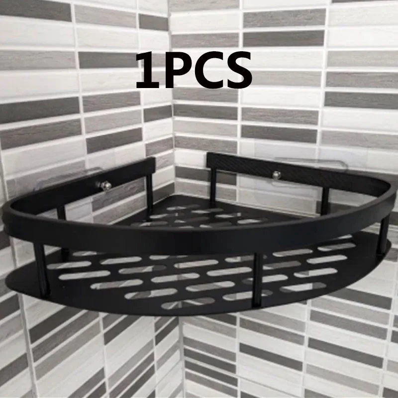Bathroom Shelf Aluminum Alloy Shampoo Rack Makeup Storage Organizer Shower Shelf Bathroom Accessories No Drill Wall Corner Shelf 5