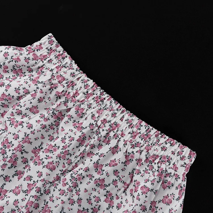 Printed Lace-Up 2 Piece-Set Shorts Outfits Female Lapel Contrast Patchwork Top Cardigan And High Waist Women's Shorts Sets