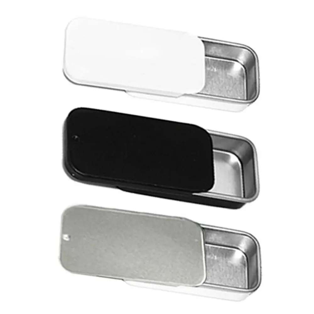 Empty Mini Tin Box Tinplate Push Candy 1Pc Rectangular PillCases Bins Aluminum Jar Hinged Containers Small Organizer Storage Box