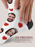 Chaussettes personnalisées avec photo personnalisée, chaussettes amusantes personnalisables avec votre photo, deux tailles disponibles, cadeau unique pour couple 3