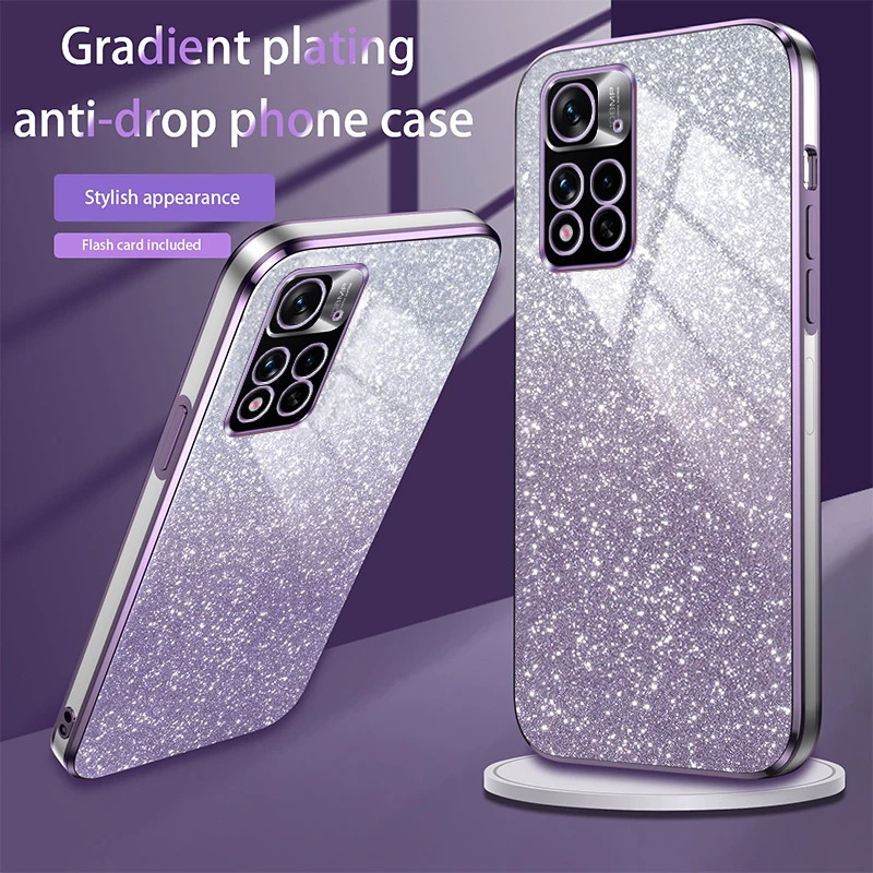 Shiny Glitter Plating Silicone Case for Xiaomi Redmi Note 11 10 9 8 7 Pro 10S 11S 9S 4G 5G Camera Lens Soft Back Cover — view 4