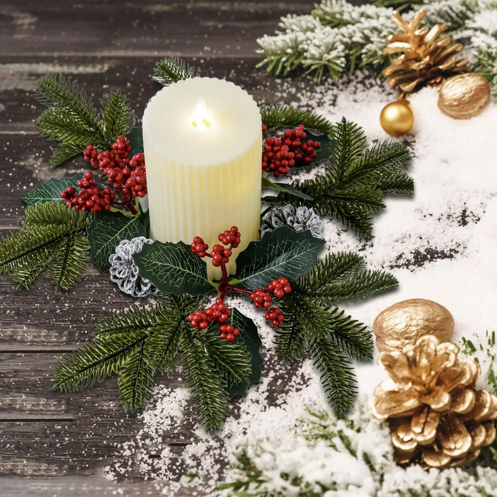 Candle Ring Centerpieces Front Door Table Decor Festival Decor Candlestick Wreath for Home Window Christmas Door Bedroom