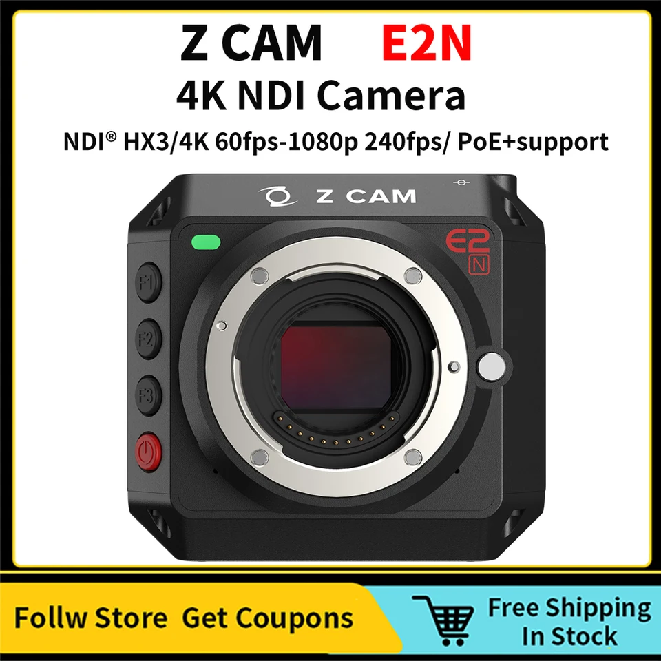 Z CAM E2N 4K NDI HD 라이브 사진 카메라, M43 프레임 MFT 마운트 지지대, 4/3 인치 듀얼 네이티브 ISO CMOS 센서, 최대 4K60 캡처