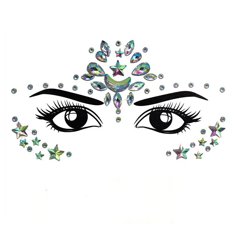 Rhinestone Face Jewels: Festival Glitter Crystal Stickers