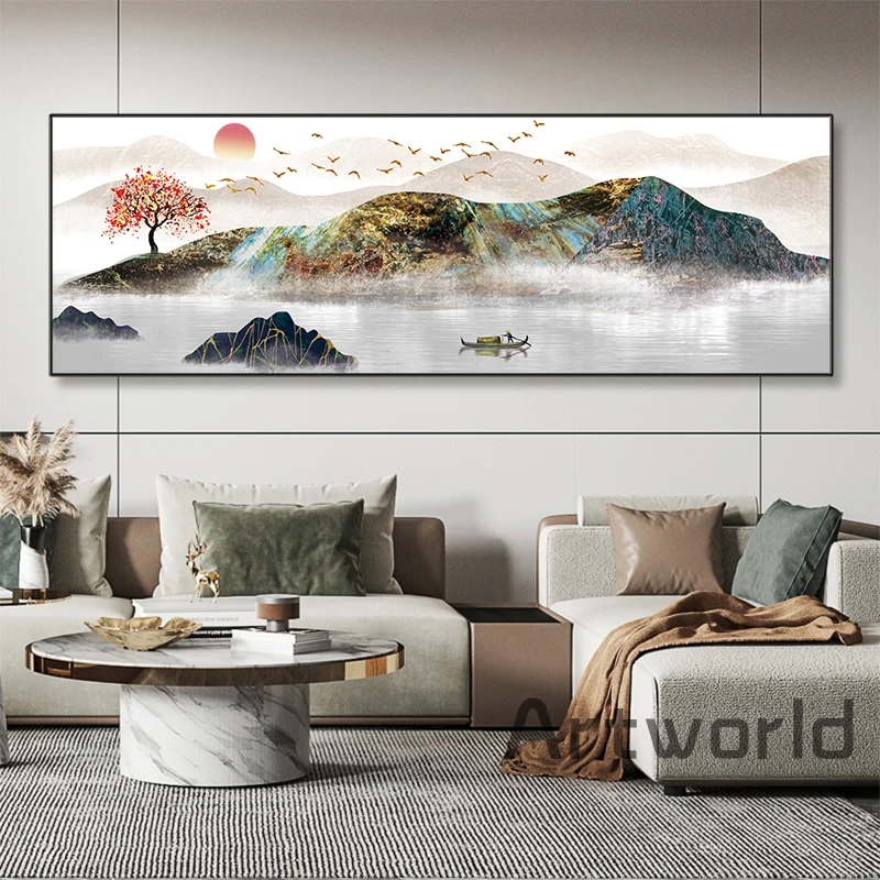 Arte Astratta Vintage Paesaggio Pittura Gru Bianca Wall Art Picture Stampa Su Tela Poster Da Parete Per Soggiorno Decorazioni Per La Casa