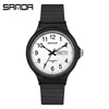 SANDA 6060  Simple Black White Waterproof Watch Clock Reloj Top Brand Calenda Quartz Watch Minimalism Style Ladies Wristwatch 6