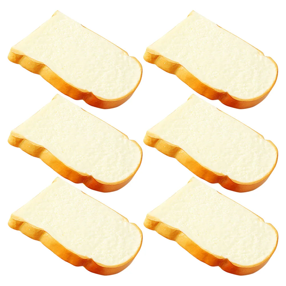 

6 Pcs Simulated Bread Vivid Toast Model Adornments Bathroom Decorations Bakery Photo Props Fake French