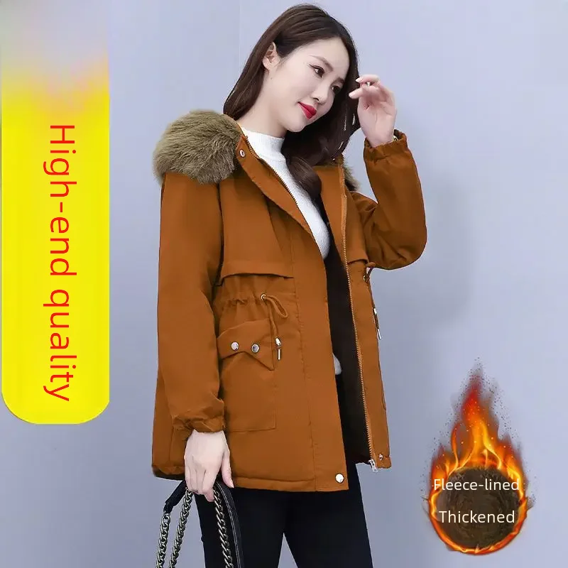 معطف قطني سميك مبطن بالصوف سترة مبطنة متوسطة الطول...