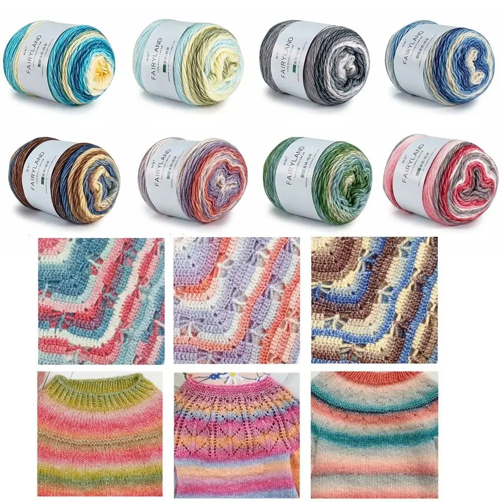 

Soft Hat Scarf Sweater Dyeing Cotton Rainbow Woollen Yarn Cake Yarn Fancy Blend Yarn Crocheting