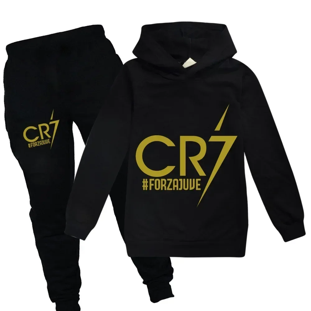thumbnail image 1 of Ropa para niños Sudadera con capucha y pantalones Traje para niño de 3 a 12 años Sudadera de primavera y otoño Chándal de fútbol CR7 Traje deportivo para vacaciones para niños, 1 of 5