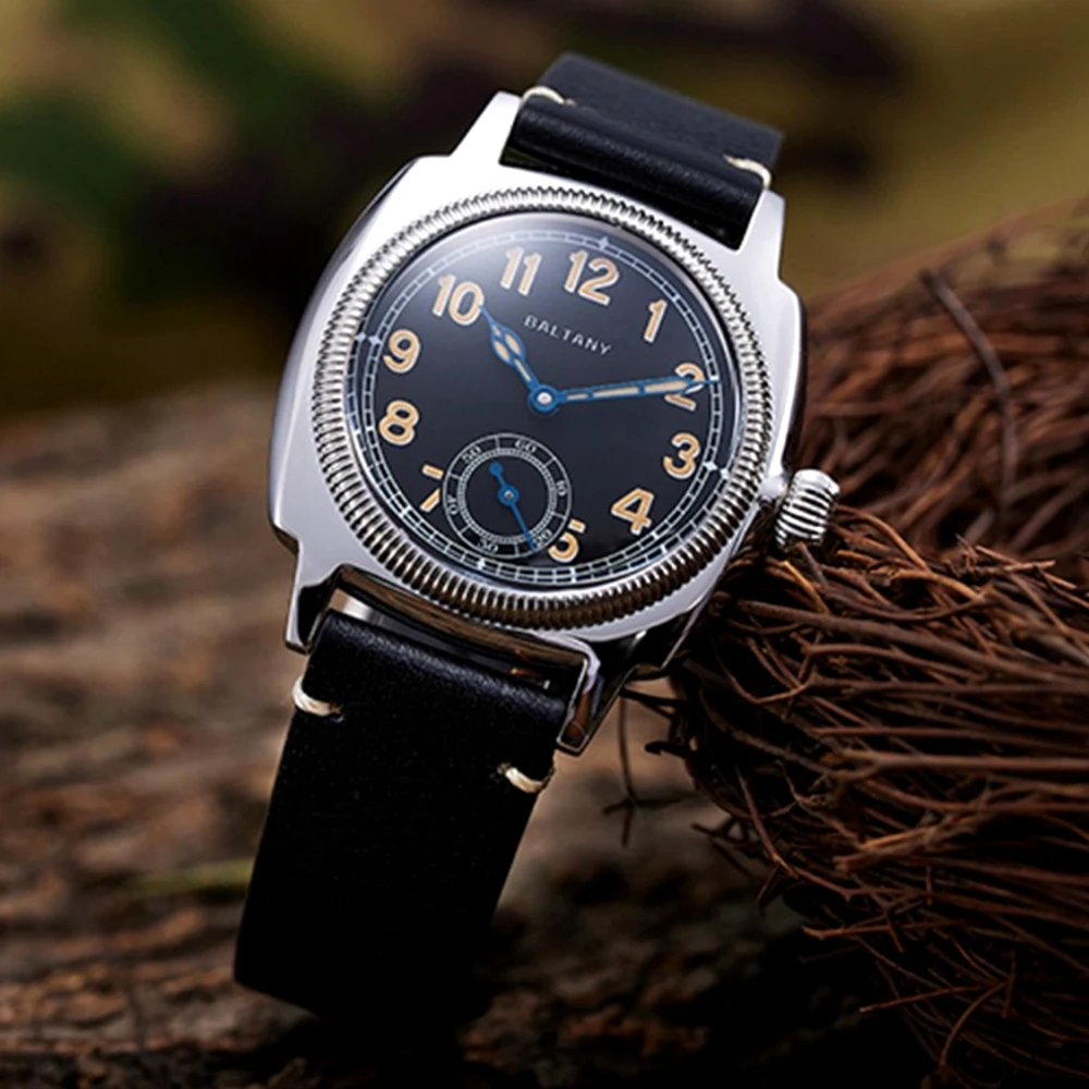BALTANY-Military-Watch-Men-Vintage-36mm-Hand-Wind-Mechanical ...