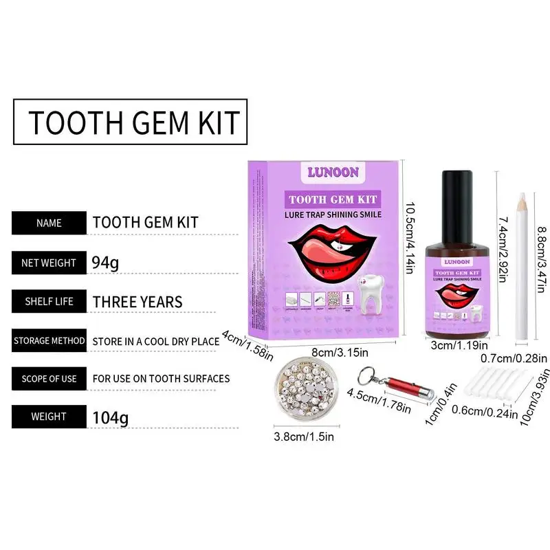 Tooth Gem Kit Beautiful Application Kit for White Tooth Jewelry Multifunctional Decoration Gem Set Flexible DIY
