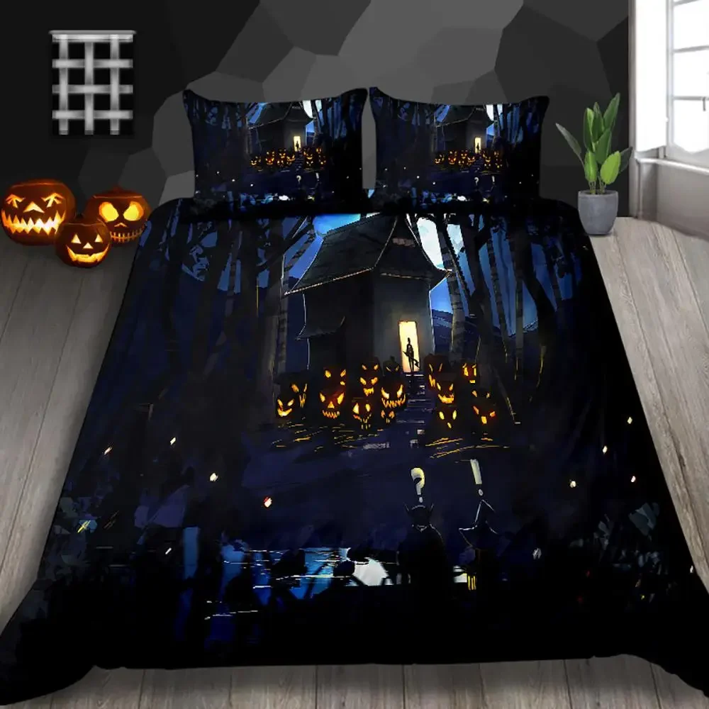 Halloween Duvet Cover Set Thumbedding Halloween Decor Mysterious Forest Bedding Set Double Queen King Size Quilt Cover