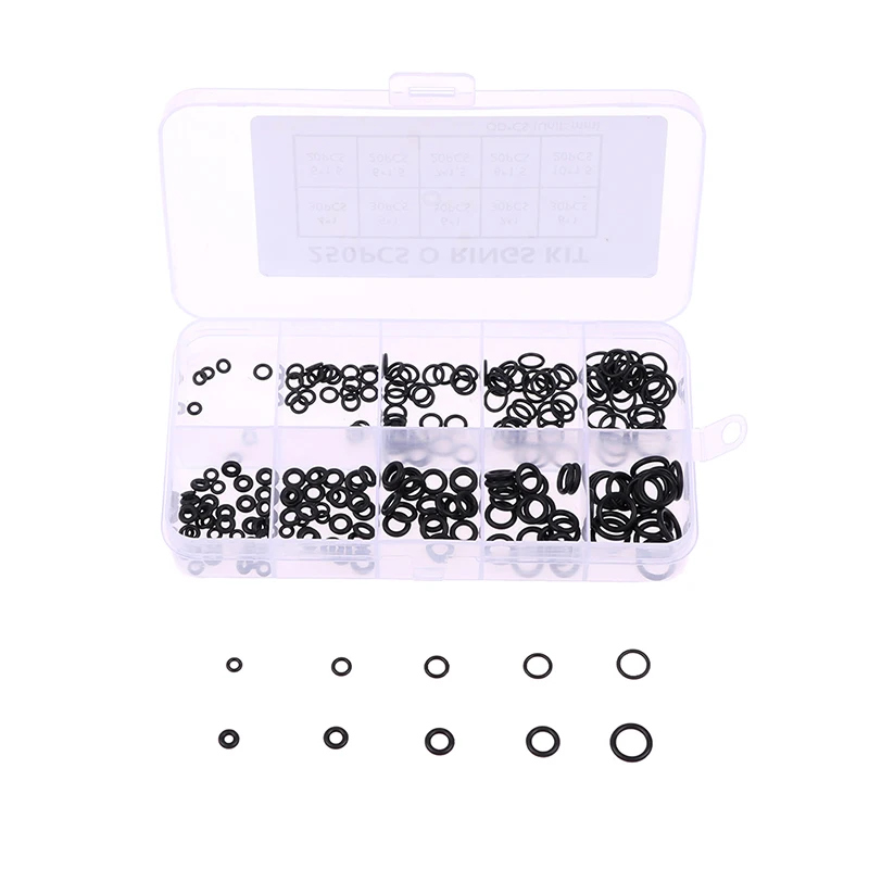 NBR 도장 링 키트, 두께 1/1.5mm, 니트릴 고무 NBR O-링 개스킷, 씰링 O-링 고무 키트 세트, DIY 도구, 박스당 250 개