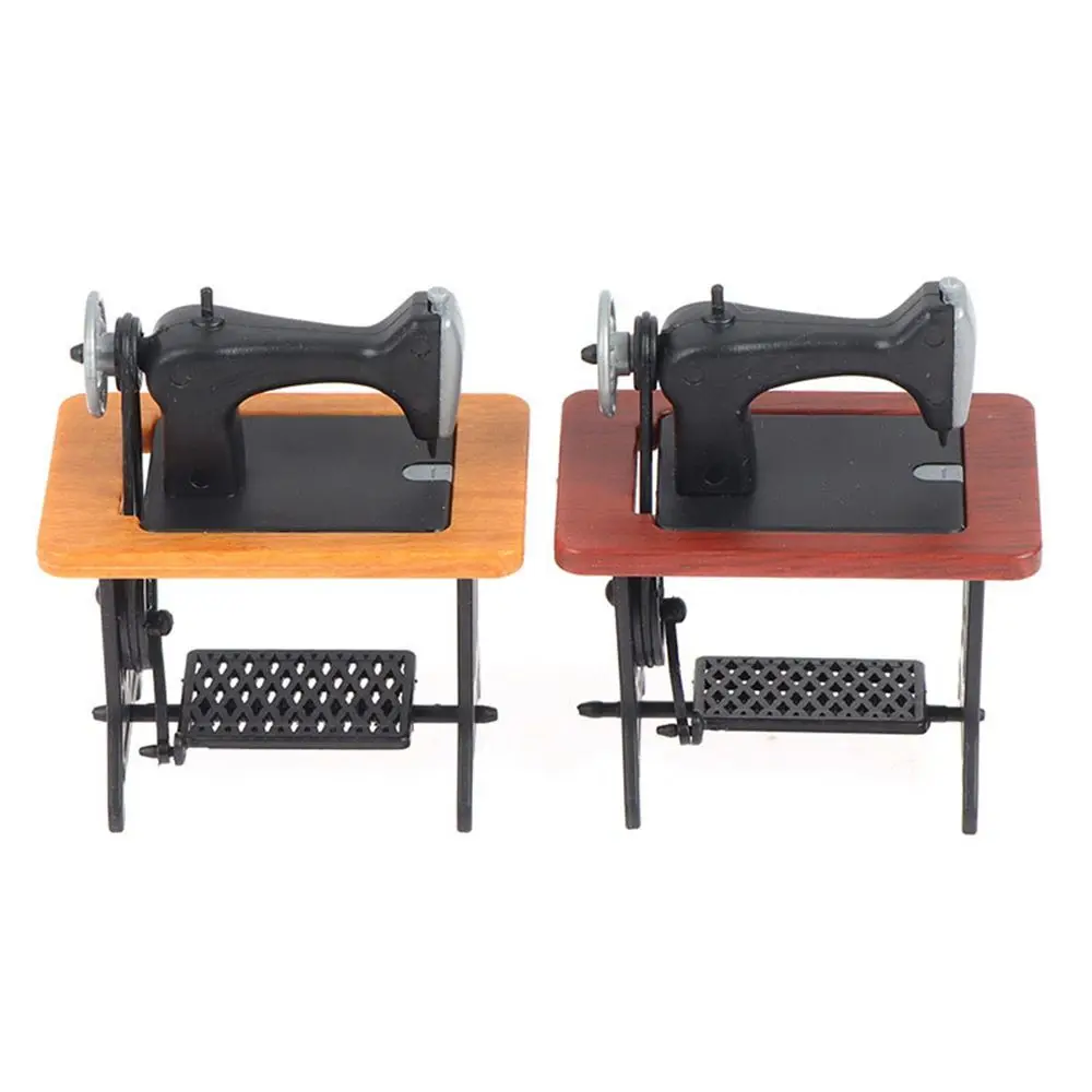 

2 Styles ABS 1:12 Scale Kids Gift Toys Doll House Doll Sewing Machine DIY Decoration Gift wooden Sewing Machine