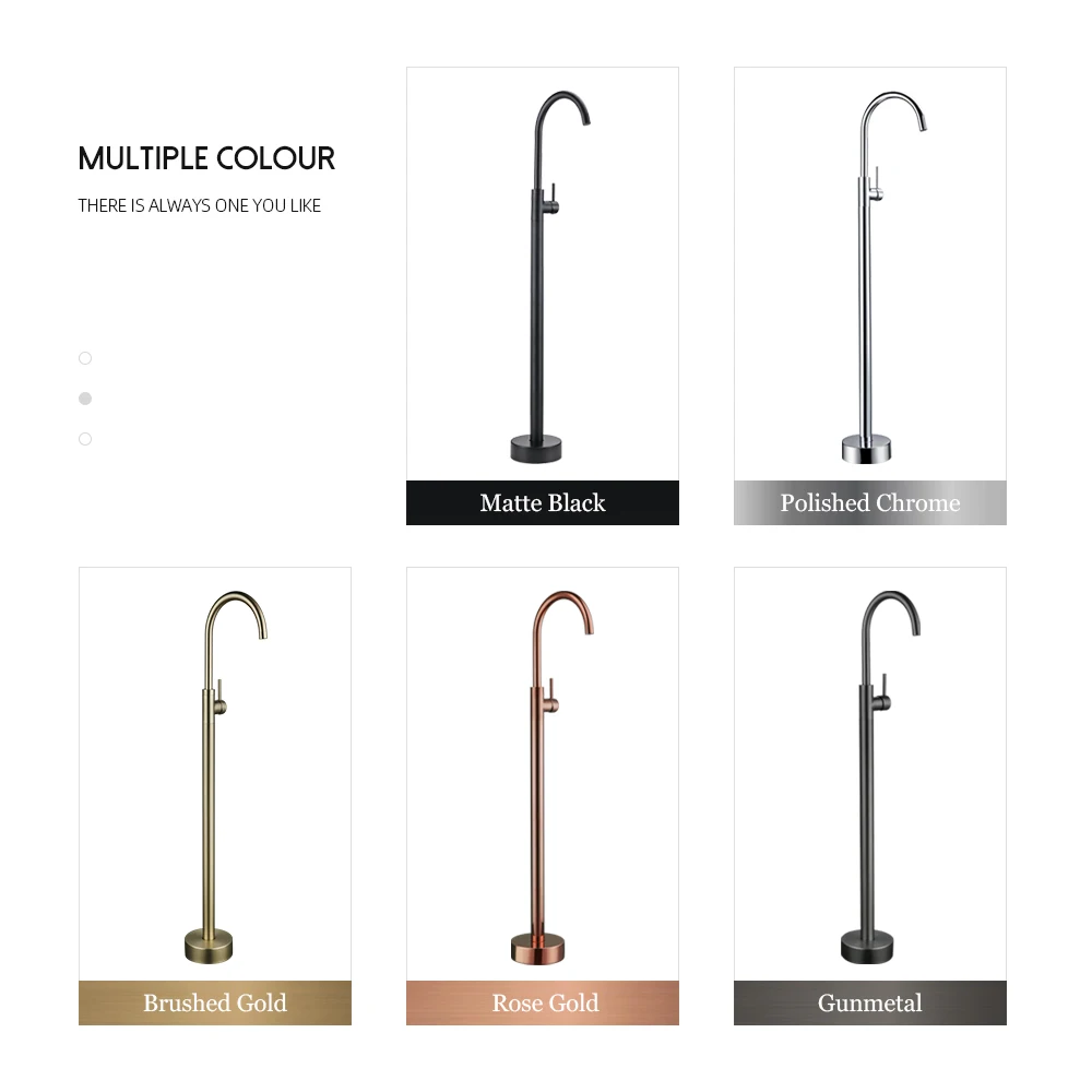 Bathroom Faucet Matte Black Bathtub Shower Faucet Round Floor Stand Mixer Single Handle Hot Cold Water Tap Bagnolux