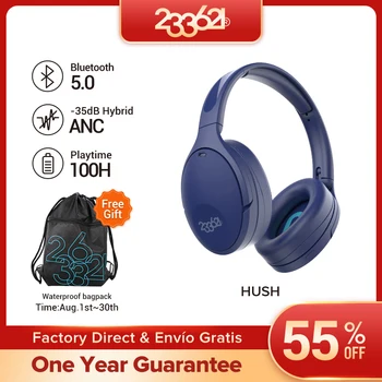 233621 ANC Hybrid Active Wireless Bluetooth Headphones With Multiple Modes Hifi Sound 100H Headset Hush 1