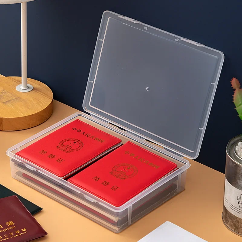 Desktop Office Test Paper Storage Certificate Storage Box Transparent Data Sorting File Box Book A4 Document
