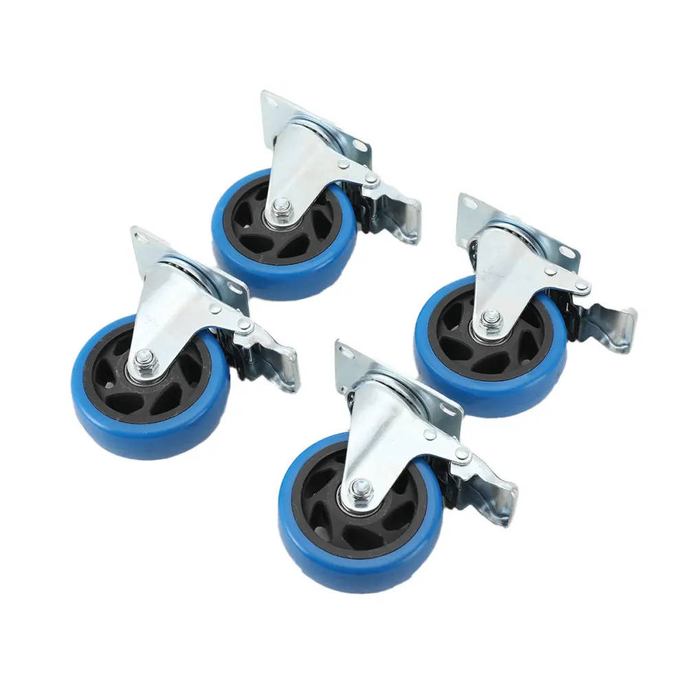 4 x 100 mm Lenkrollen mit Bremse, Transportrollen, robuste Rollen, 120 kg pro Rolle, Polyurethan-Möbelrad – Detail 15