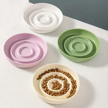 Nuova ciotola per cibo lento per gatti in ceramica Ciotola per cibo per cani di piccola taglia anti-soffocamento Fornitura per animali domestici