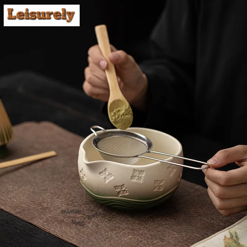 Sakura Gradient Ramp Matcha Set Japanese Ceramic Tea Bowl Whisk Stand Song Dynasty Tools Hundred Books Accessories Equipment