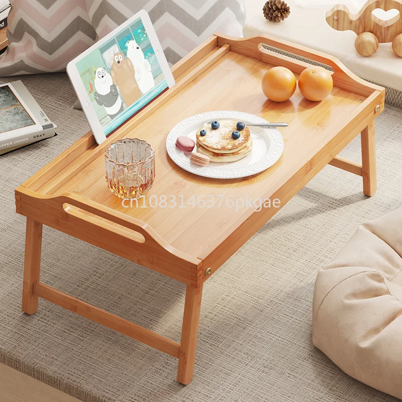 Nanzhu Bed Laptop Tablet Computer Table Solid Wood Foldable Breakfast Table Learning Table Furniture