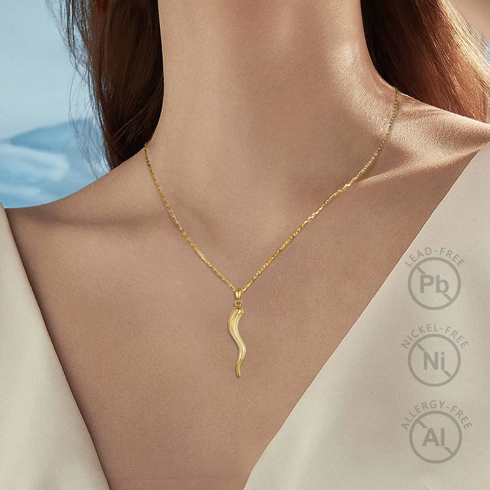 Eudora 925 Sterling Silver Italian Horn Pendant for Women Men Good Luck Friendship Dreams Amulet Necklace Personality Jewelry