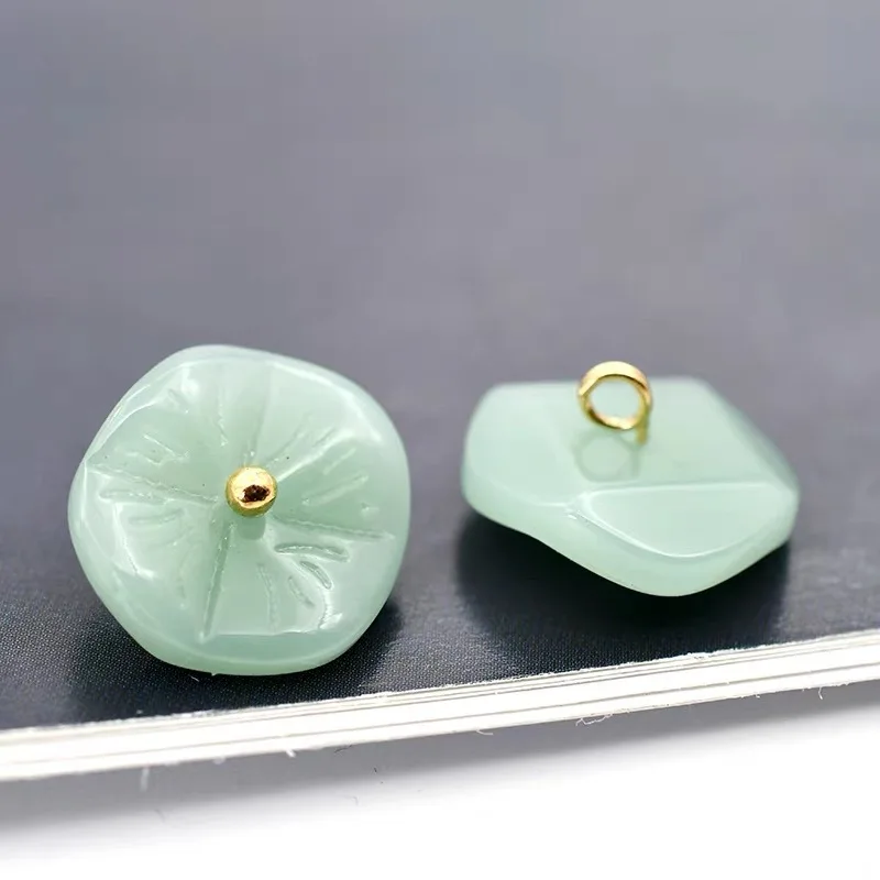 10PC 유리 모조 옥 스타일 중국 스타일 버튼 안전 버클 펜던트 수제 DIY 짠 팔찌 목걸이 문자열