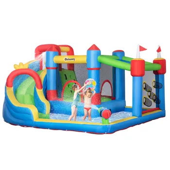 6-in-1 Inflatable Bounce House Outdoor Toy, Inflatable Water Slide for Kids 3