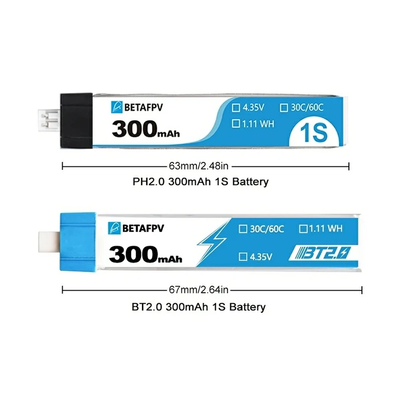 Batterie Lipo 300mAh 1S 30C BT2.0 pour Drone Course - Soulload