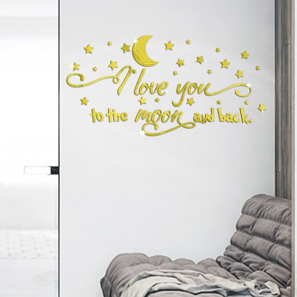 Star Moon Acrylic 3D Stereo Mirror Wall Sticker for Bedroom Living Room Children's Room Decoration Ideas