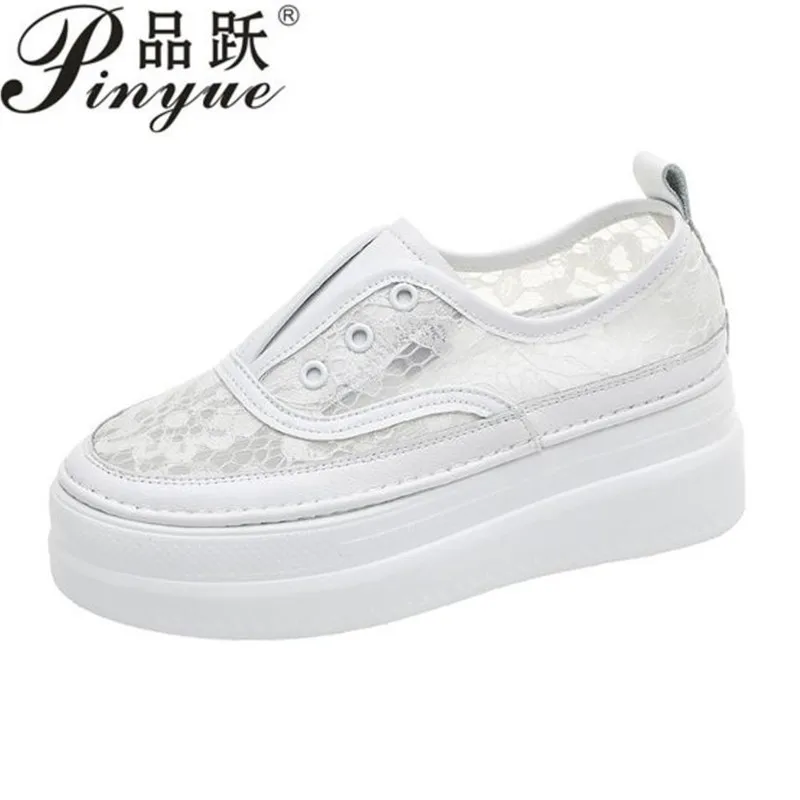 

6.5cm New Air Mesh Lace Fashion Summer Platform Wedge Casual Comfy Platform Wedge Sandals High Brand Breathable Shoes 33 39