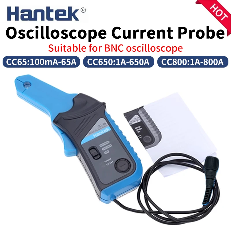 Hantek Oscilloscope Current clamp probe CC65 CC650 CC800 AC/DC 20KHz/400Hz/5KHz Bandwidth 1mV/10mA 65A/650A/800A BNC Plug