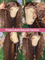 Mettre en évidence 13x6 Hd dentelle frontale perruque cheveux humains pré plumé vague profonde 30 40 pouces 13x4 miel blond bouclés dentelle avant perruques cheveux humains 6