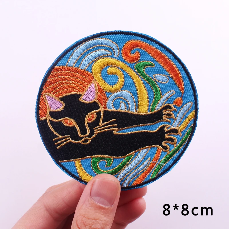 Cartoon Cat Patches for Clothing, Embroidery Stripes Iron on Patches Cute  Animal, DIY Iron on Patches, Patches for Jackets 