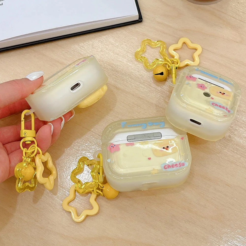 Protects Airpods Pastel Yellow Airpod Case Cute 3D Cheese