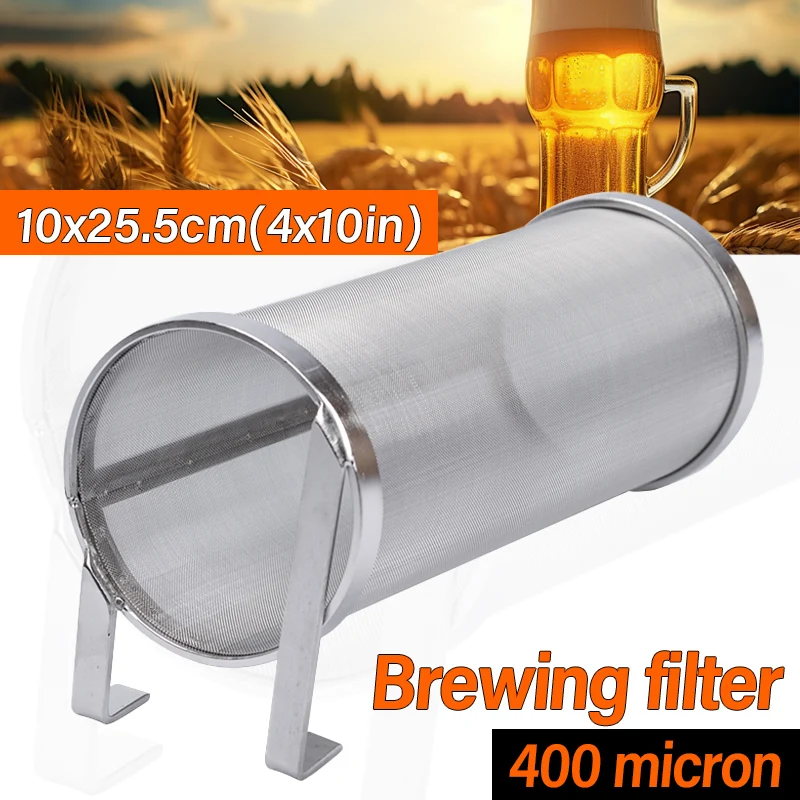 

400 Micron Stainless Steel Hop Spider Strainer Home Brew Beer Pellet Hop Filter Cartridge 100x255mm Filtering For Brew Kettle