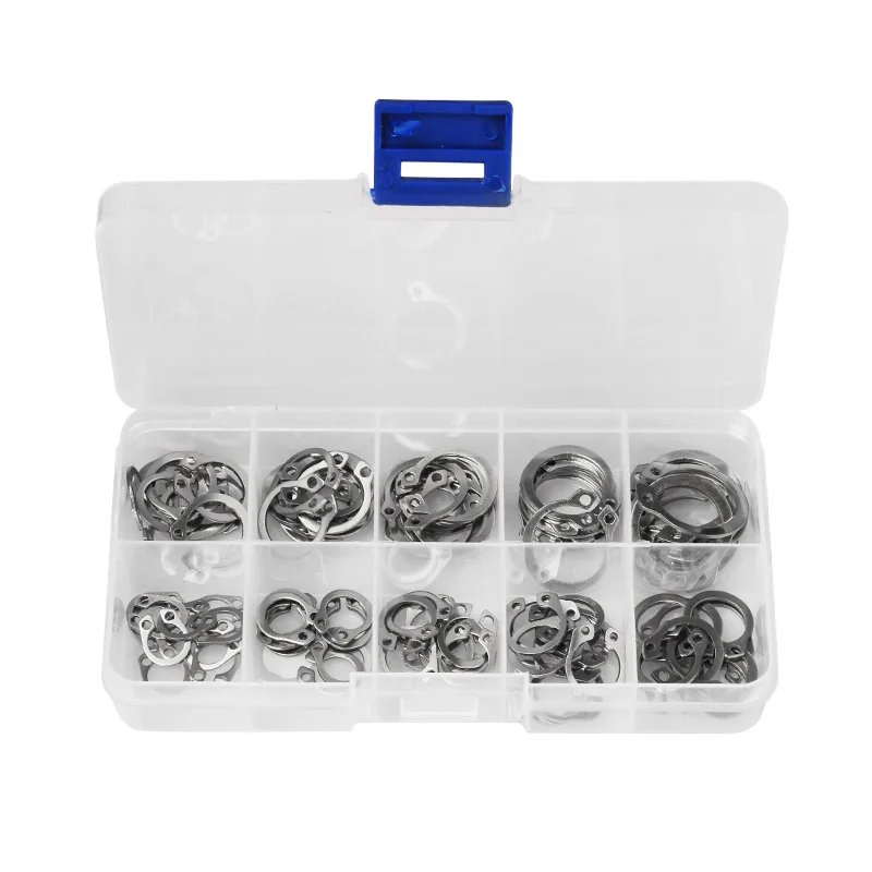 100PCS Circlip Set External/Internal Retaining C-type Cir clip Lock Snap Ring Set holes Shaft Collar Washer Stainless Steel