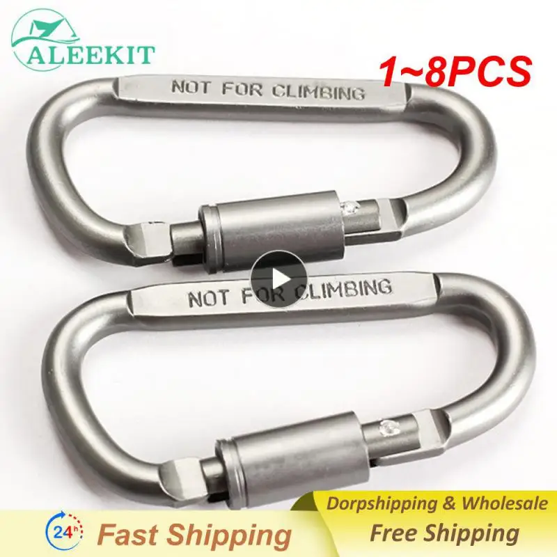 

1~8PCS Camping Climbing Equipment Aluminum alloy Survival D-ring Locking Carabiner Clip Set Screw Lock Hanging Hook Buckle